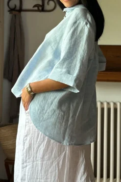 Junette pellavapaita, oxford blue
