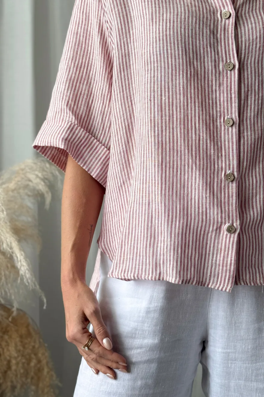 Junette pellavapaita, pink stripe