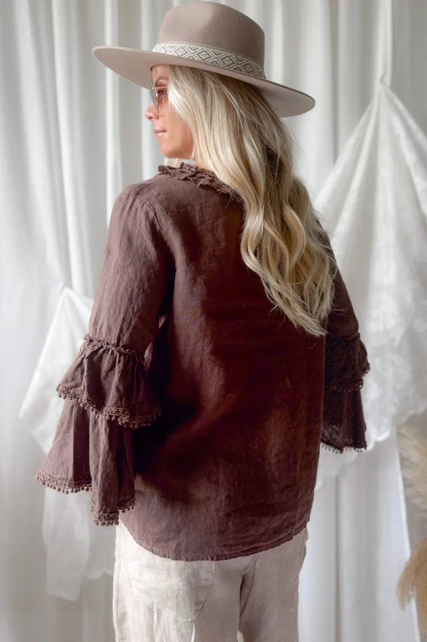 Lace frill pellavapaita, coffee