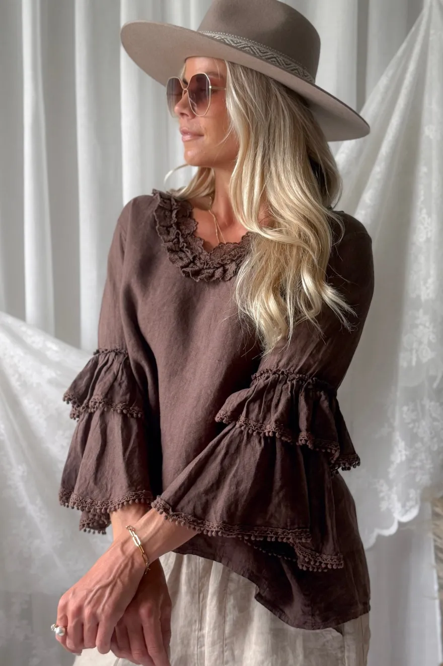 Lace frill pellavapaita, coffee
