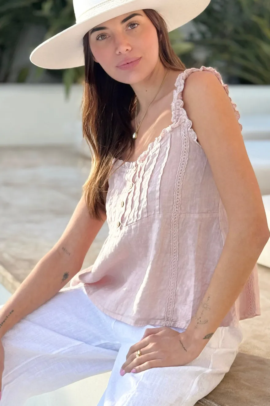 Leanna pellavatoppi, vaaleanpunainen