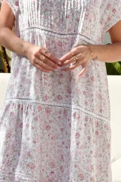 Lilia pellavamekko, floral pink