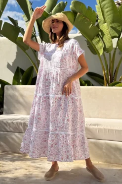 Lilia pellavamekko, floral pink