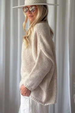 Lise alpakkasekoiteneule, beige
