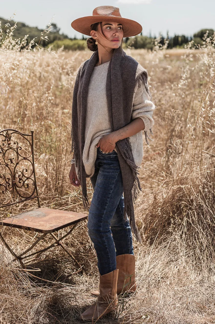 Lise alpakkasekoiteneule, beige