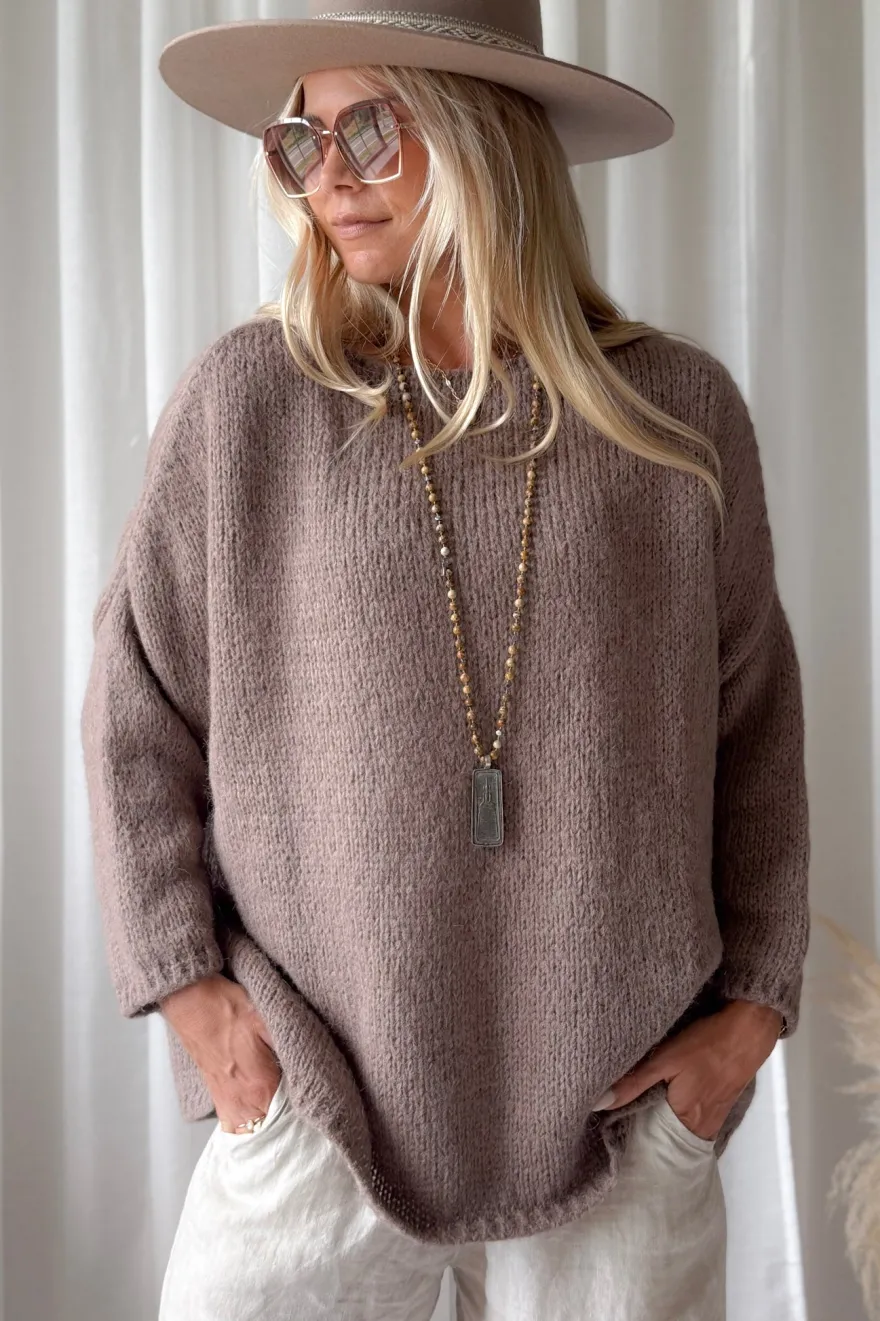 Lise alpakkasekoiteneule, taupe