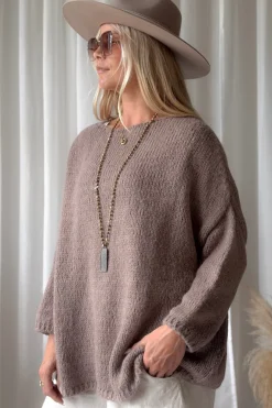 Lise alpakkasekoiteneule, taupe