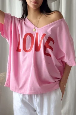 Love t-paita, pinkki-punainen