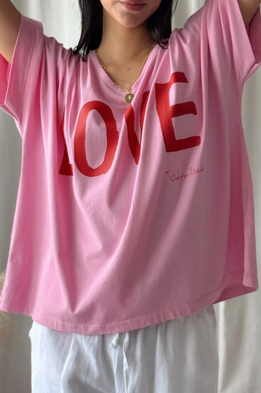 Love t-paita, pinkki-punainen