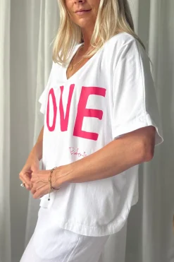Love t-paita, valkoinen-pinkki