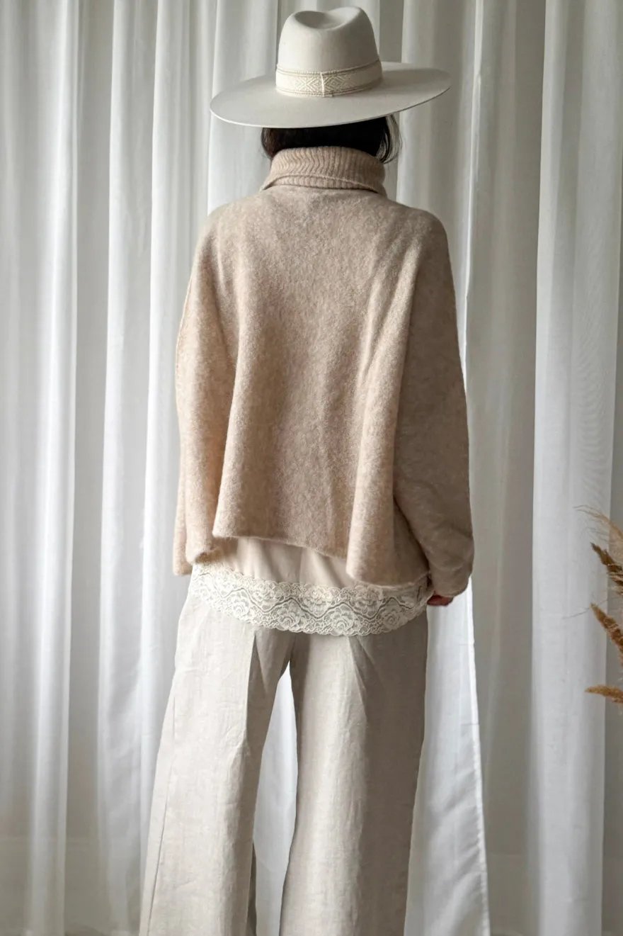 Marlene alpakkasekoitepooloneule, beige