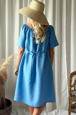 Moraira pellavamekko midi, heavenly blue