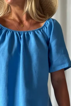 Moraira pellavamekko midi, heavenly blue