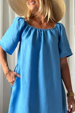 Moraira pellavamekko midi, heavenly blue
