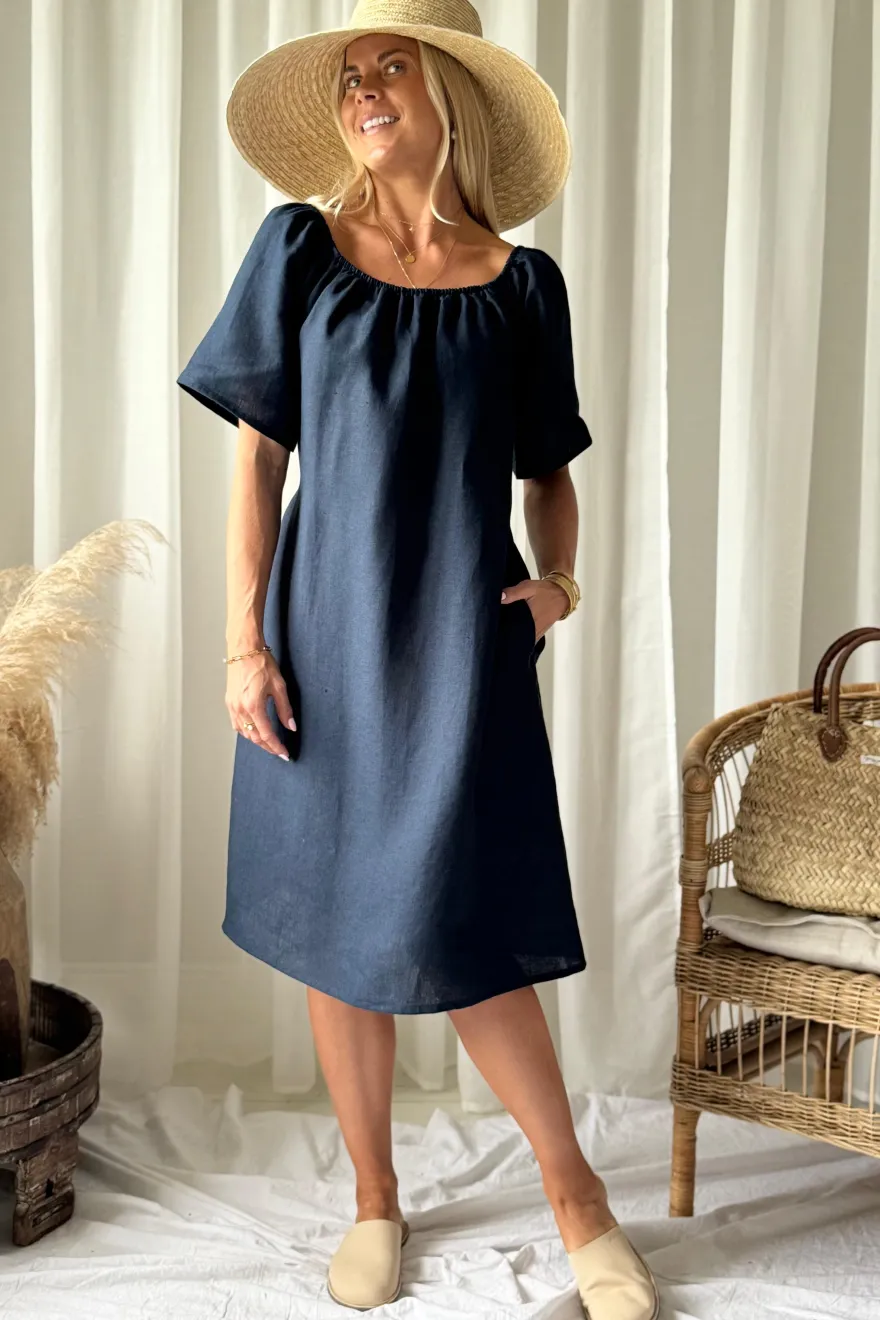 Moraira pellavamekko midi, navy