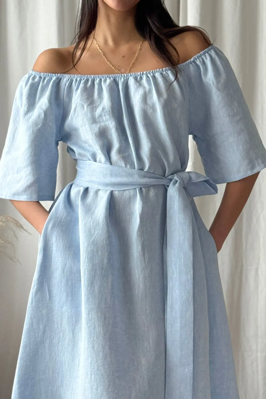 Moraira pellavamekko, oxford blue