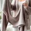 Nice mohairhuivi, taupe