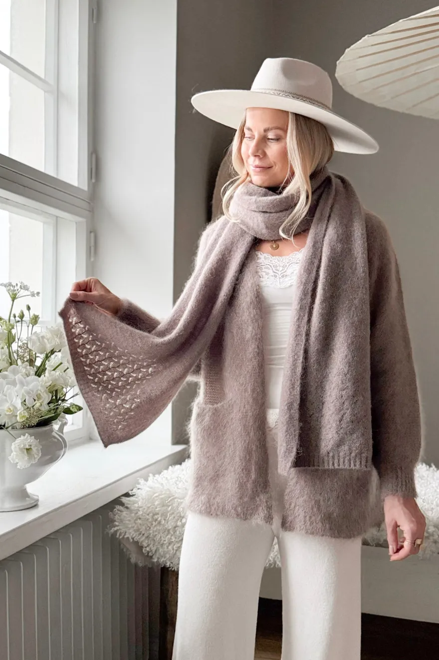 Nice mohairhuivi, taupe
