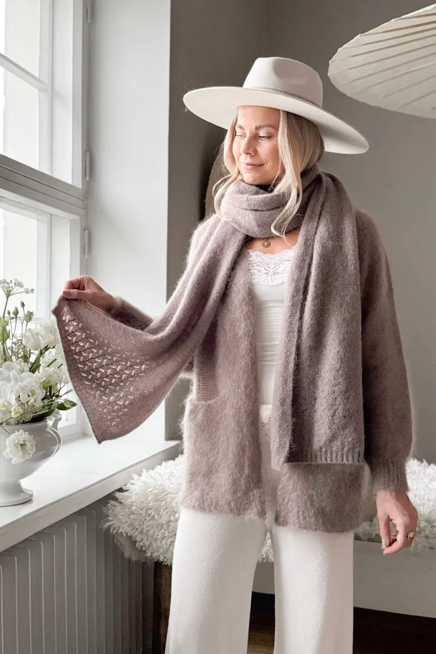 Nice mohairhuivi, taupe