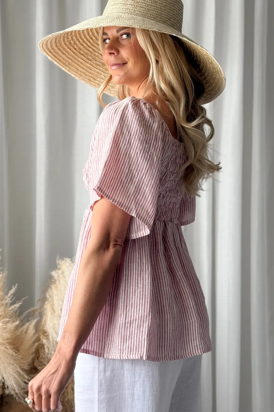 Oaklyn pellavapaita, pink stripe