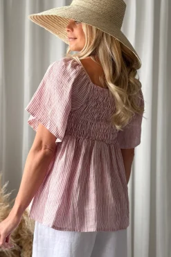Oaklyn pellavapaita, pink stripe