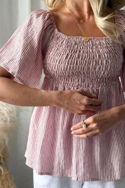 Oaklyn pellavapaita, pink stripe