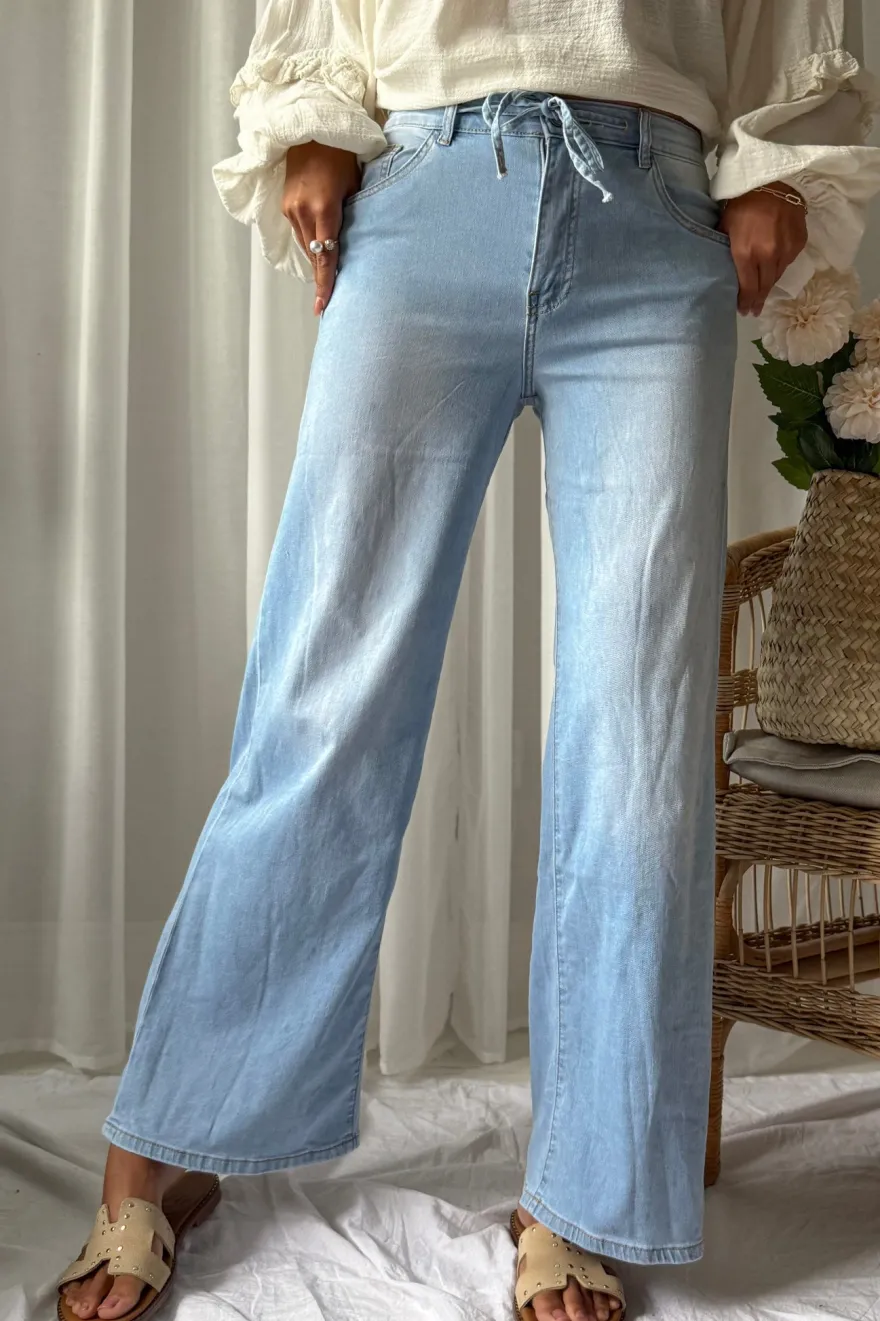 Palazzo wide leg jeans, light wash