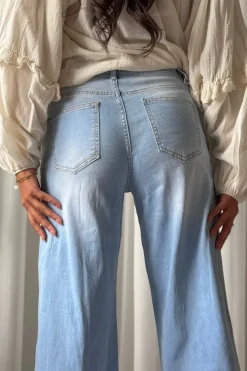Palazzo wide leg jeans, light wash