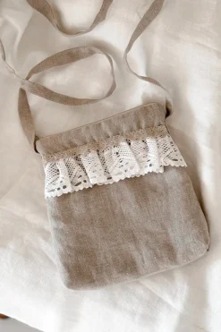 Pitsinen crossbody laukku, natural + valkoinen pitsi