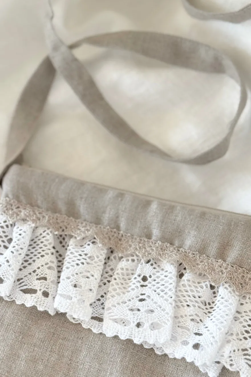 Pitsinen crossbody laukku, natural + valkoinen pitsi