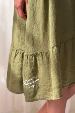 Raelle pellavamekko, green