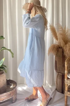 Raelle pellavamekko, light blue