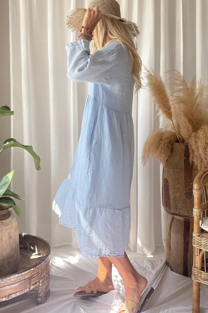 Raelle pellavamekko, light blue