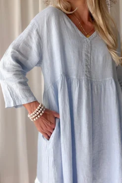 Raelle pellavamekko, light blue