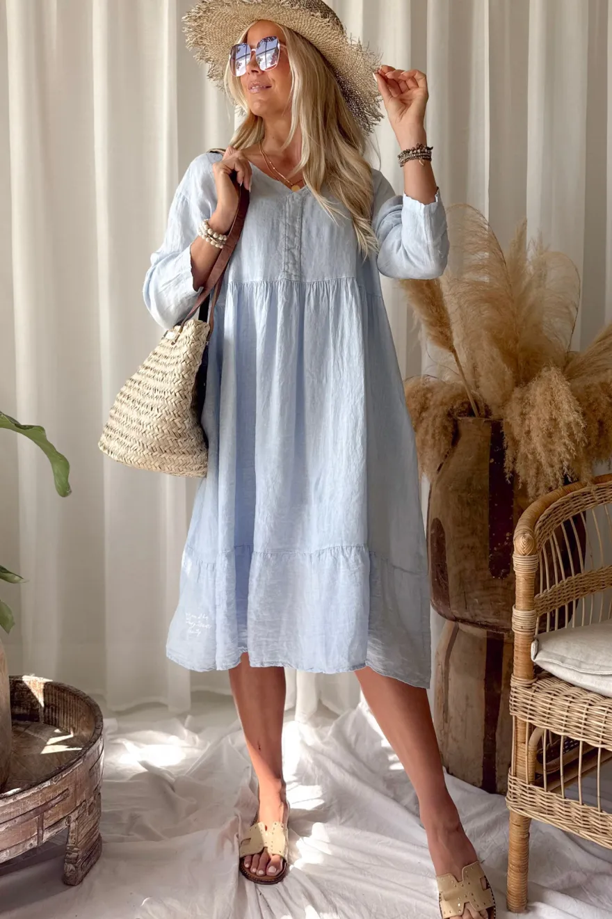 Raelle pellavamekko, light blue