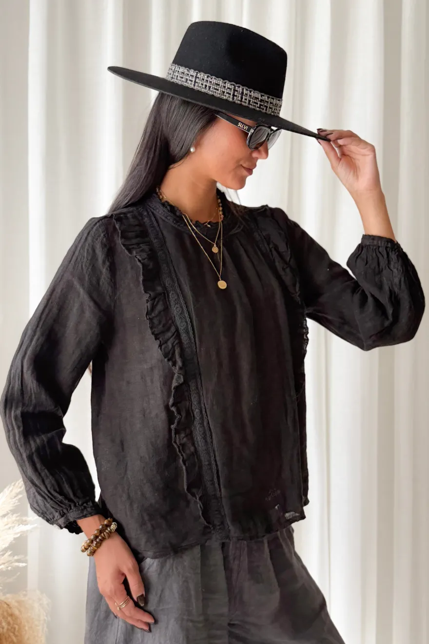 Rosamina pellavapaita, musta