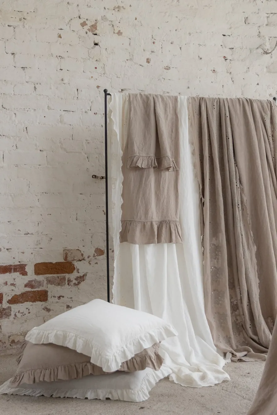 Rustic pellava kaitaliina, antique white