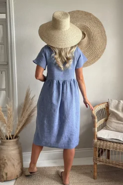 Santorini pellavamekko, denim blue