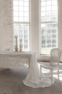 Shabby pellavapöytäliina, antique white