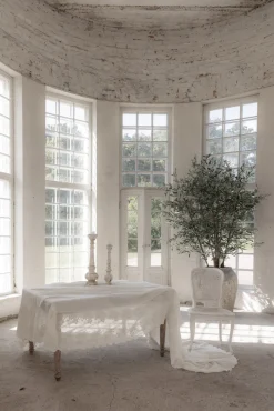 Shabby pellavapöytäliina, antique white