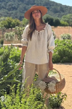 Sofia pellavapaita, beige check