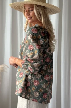 Sofia puuvillapaita, camo cottage floral