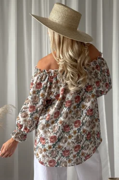 Sofia puuvillapaita, off white cottage floral