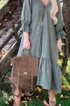 Sofia reppu, dusty green suede
