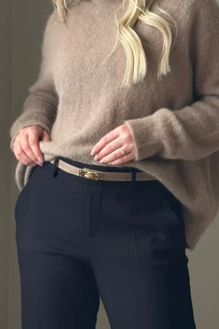 Suede thin nahkavyö, beige