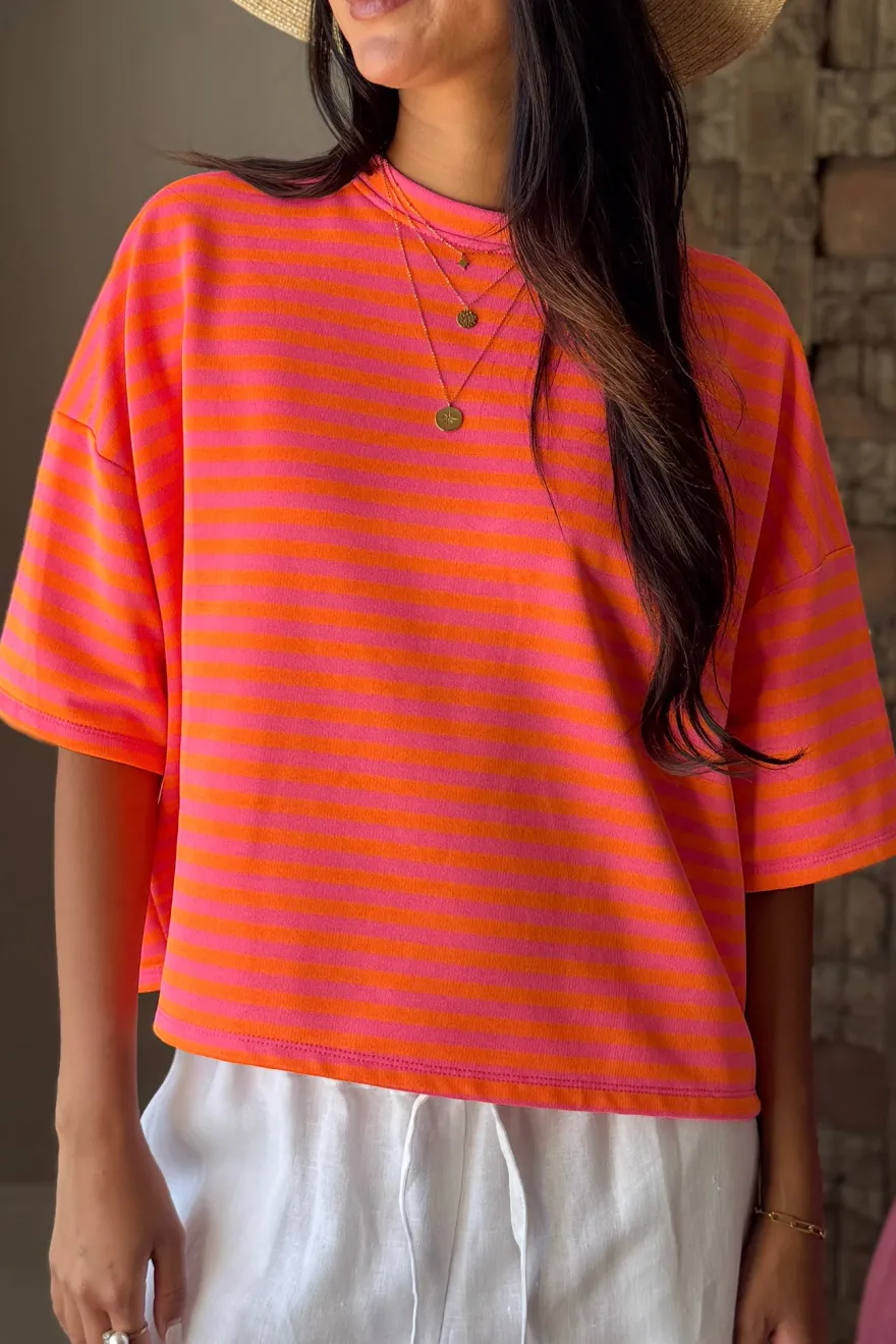 Sun Stripes t-paita, neon orassi-pinkki