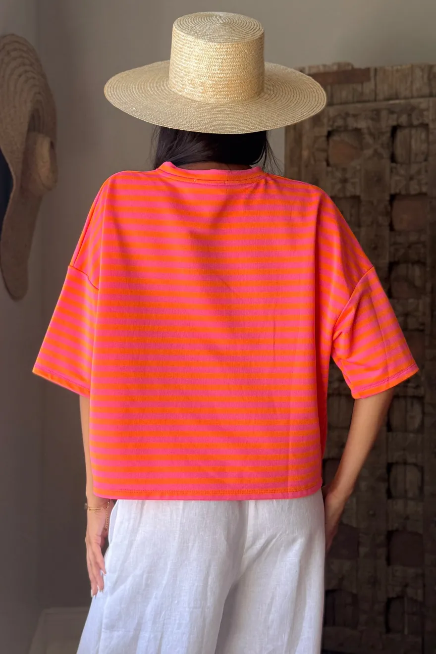 Sun Stripes t-paita, neon orassi-pinkki