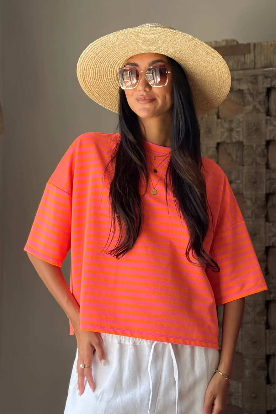Sun Stripes t-paita, neon orassi-pinkki