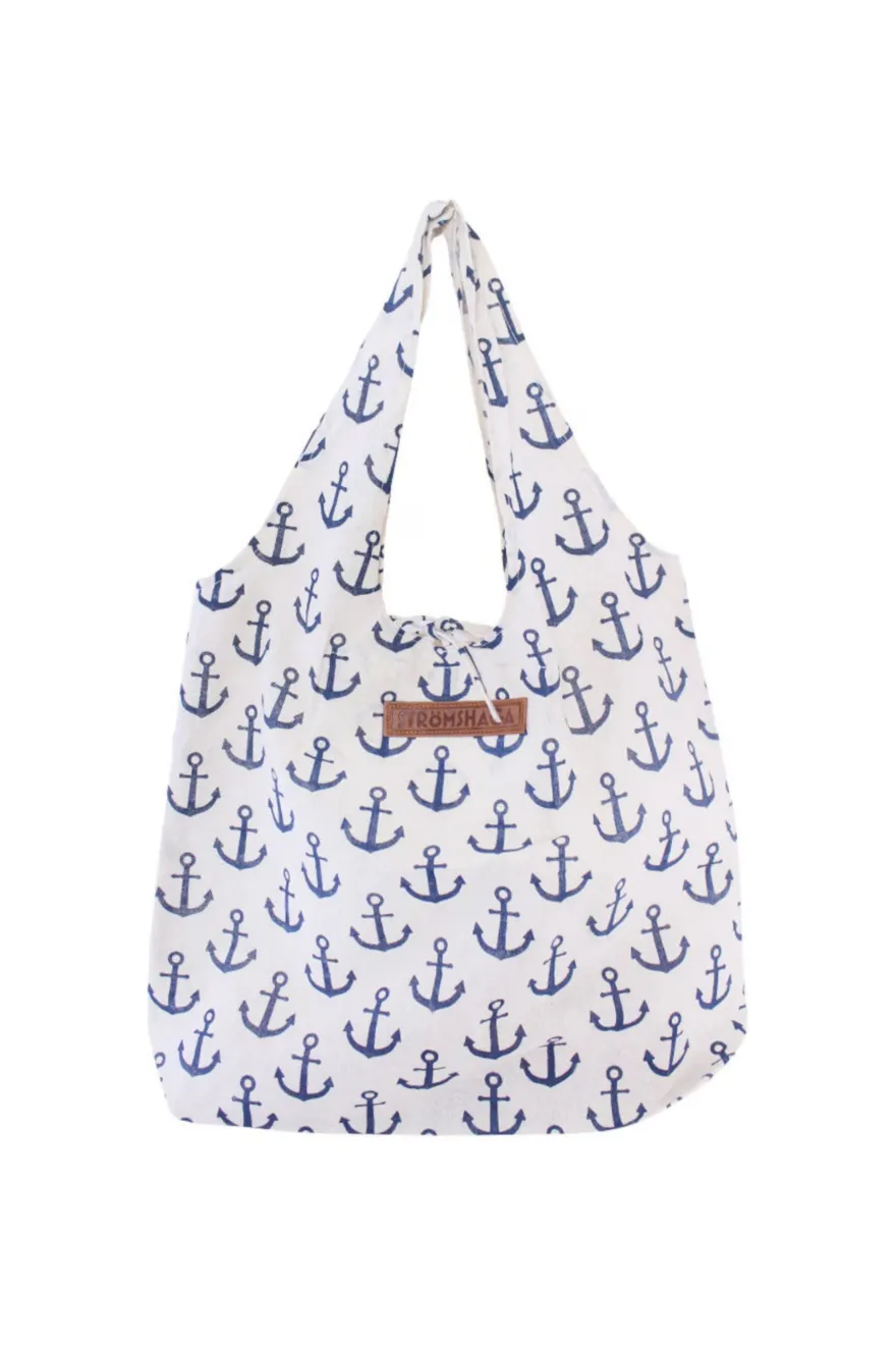 Tote bag anchor kangaskassi, blue/off white
