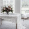 Vintage pellavapöytäliina, antique white